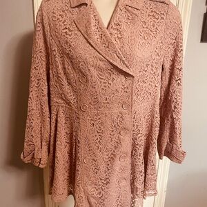 Torrid Women's blush Pink Lace Button-Front Blouse